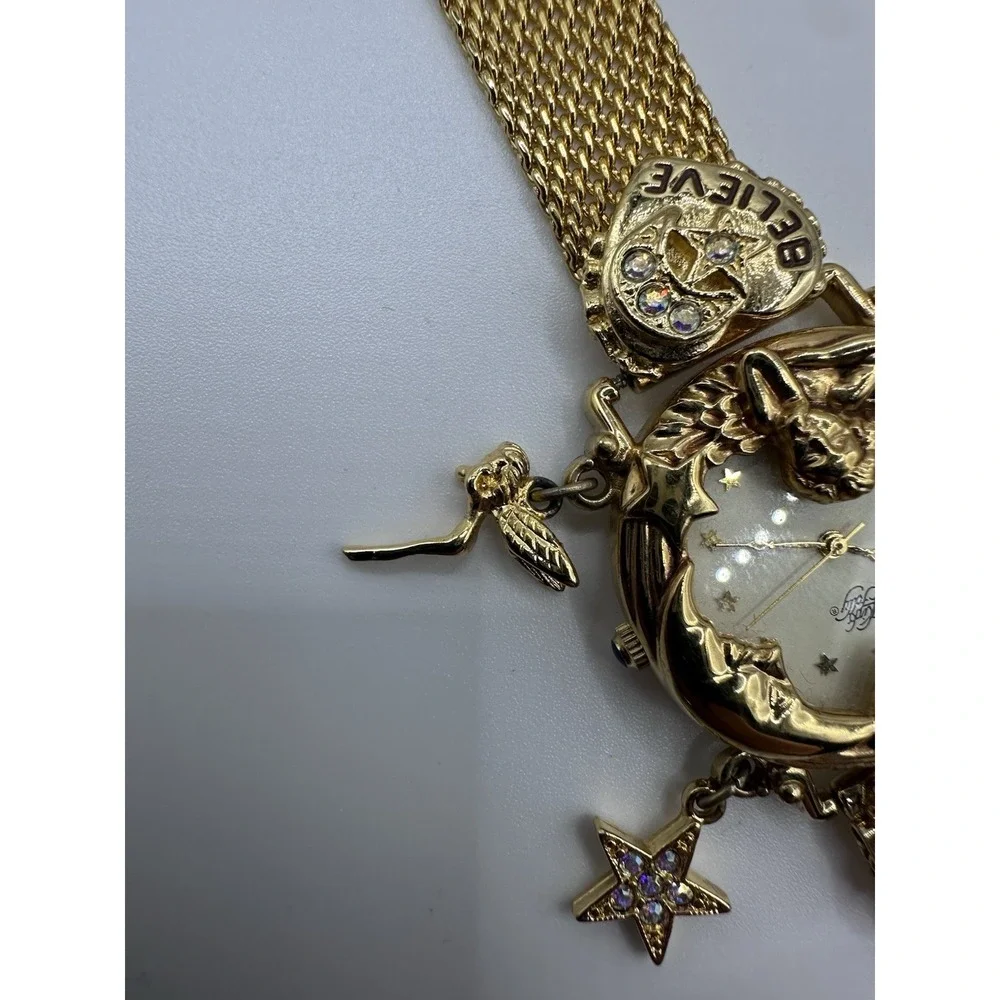 Kirk’s Folly “Angel Time” Celestial Fairy Wristwatch Gold Tone 1994 Anniversary